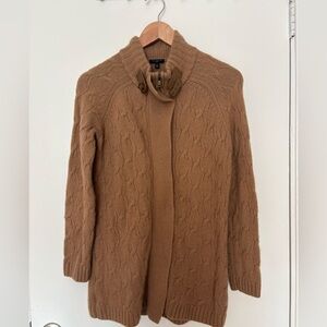 Talbots caramel zip up wool cashmere blend sweater size small